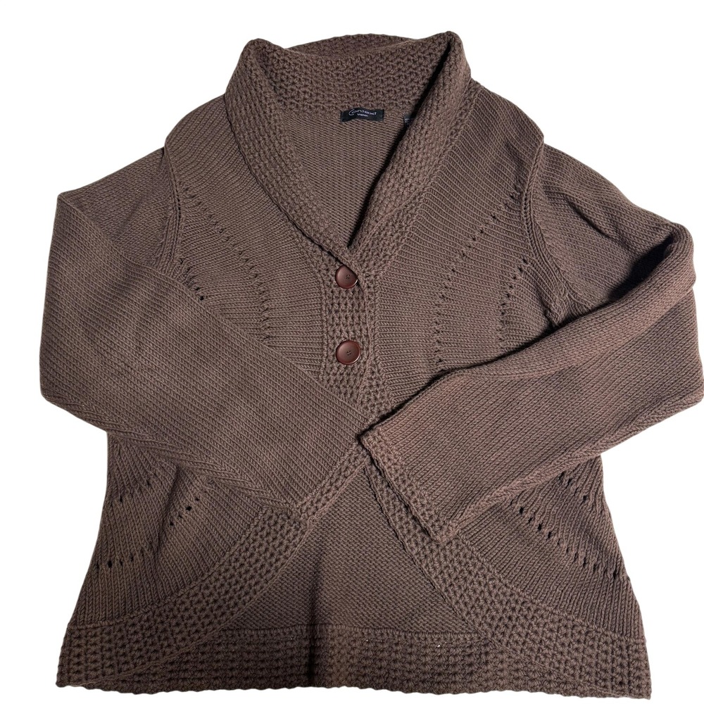Chunky Brown Cotton Blend 2 Button long sleeve Cardigan SZ 1X. Y2K Cabincore